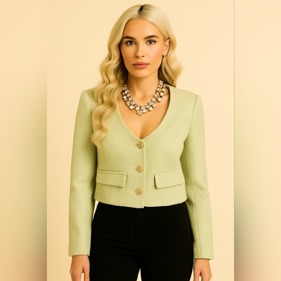 ELODIE Light Green Cropped Blazer Jacket | NWT | Size S - Picture 7 of 7